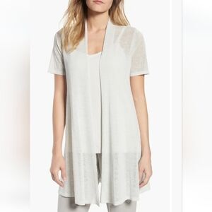 Eileen Fisher Open-front Semi-sheer Shimmer Cardigan
